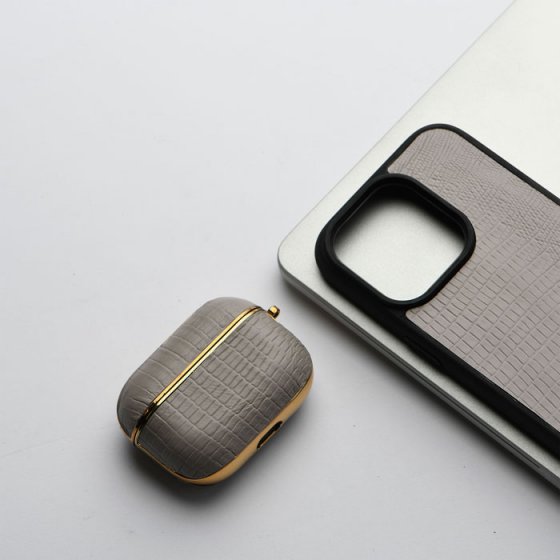 ست قاب و قاب ایرپاد چرم خاکستری