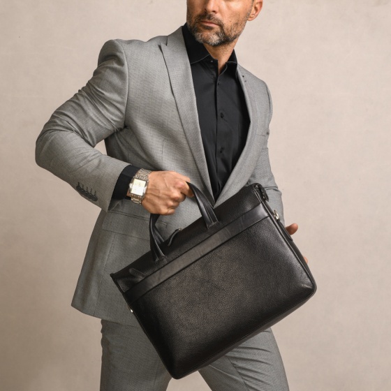 کیف اداری طرح ترلان چرم مشکی