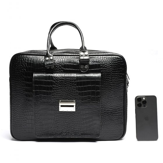 کیف مسافرتی طرح دلتا چرم کروکودیل مشکی