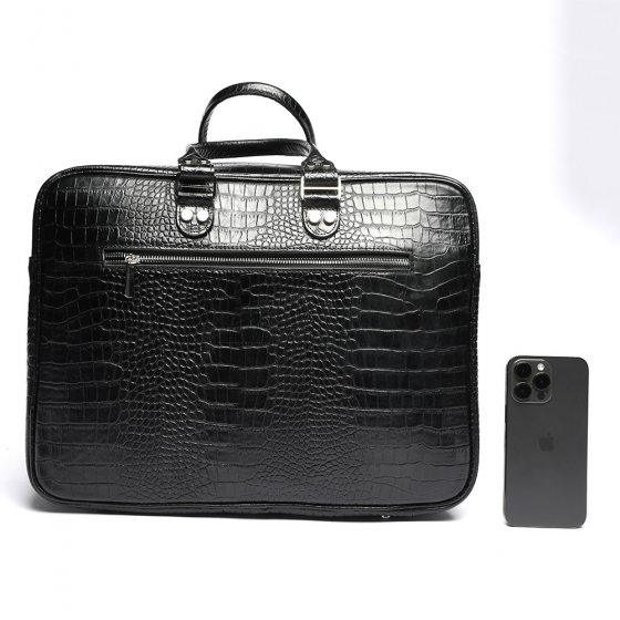 کیف مسافرتی طرح دلتا چرم کروکودیل مشکی