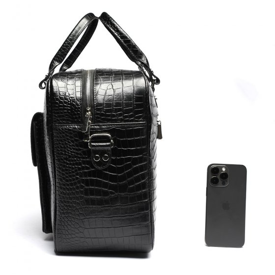 کیف مسافرتی طرح دلتا چرم کروکودیل مشکی