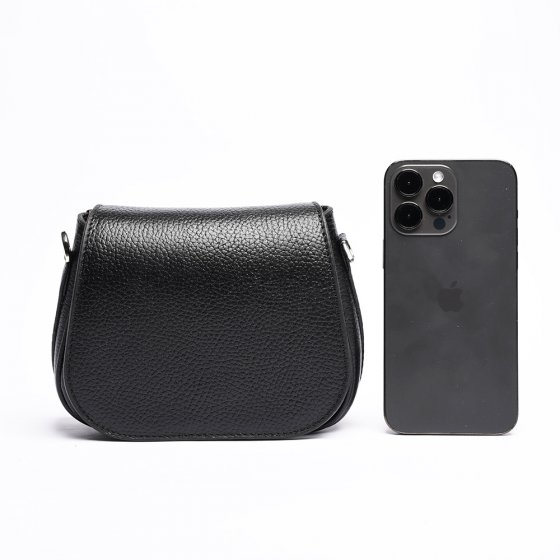 کیف دوشی زنانه طرح رستا متوسط چرم فلوتر مشکی