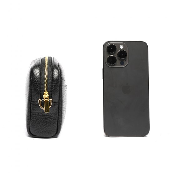 کیف دوشی زنانه طرح مینو چرم فلوتر مشکی