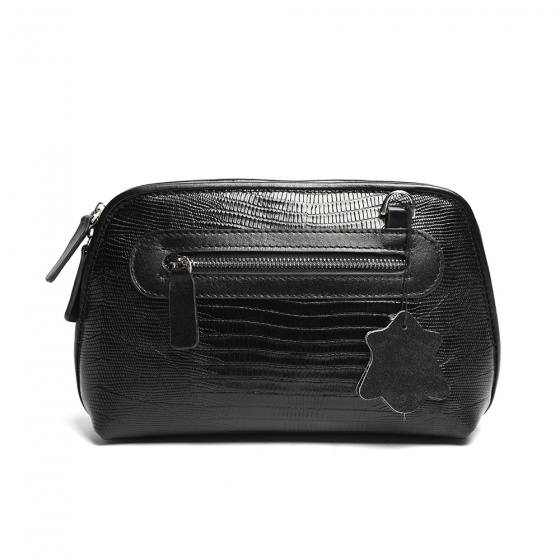 کیف دوشی زنانه طرح وینا چرم لیزارد مشکی