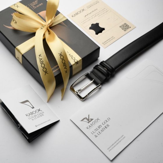 کمربند چرم مردانه پشت کراست مشکی