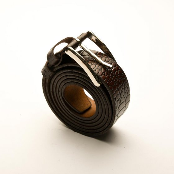 کمربند چرم مردانه قهوه ای کروکودیلی