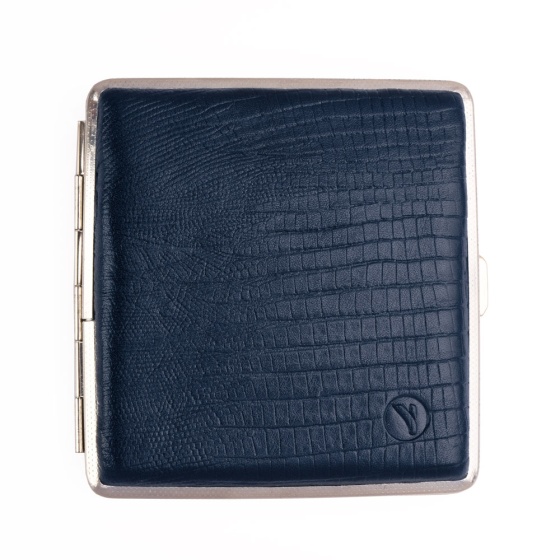 جعبه سیگار چرم لیزارد سرمه ای