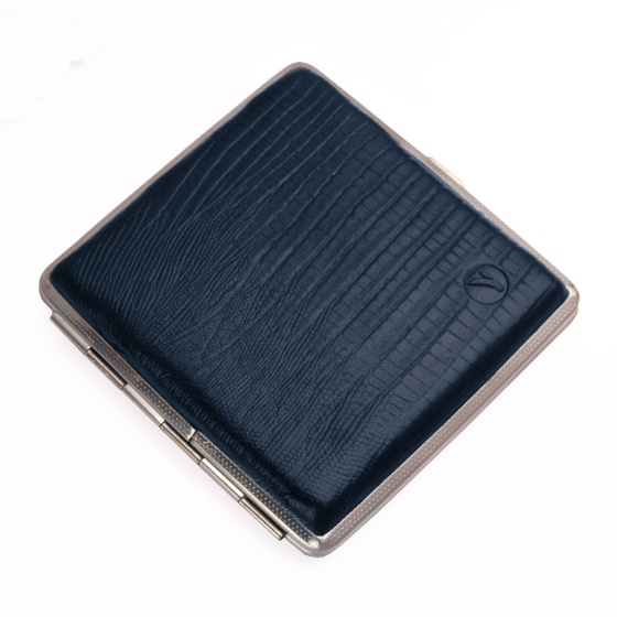 جعبه سیگار چرم لیزارد سرمه ای