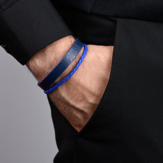 دستبند چرم 67 سورمه ای لیزارد