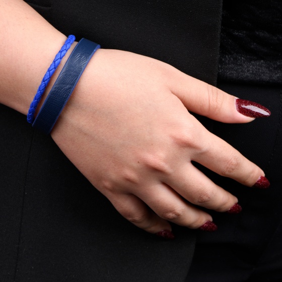 دستبند چرم 67 سورمه ای لیزارد