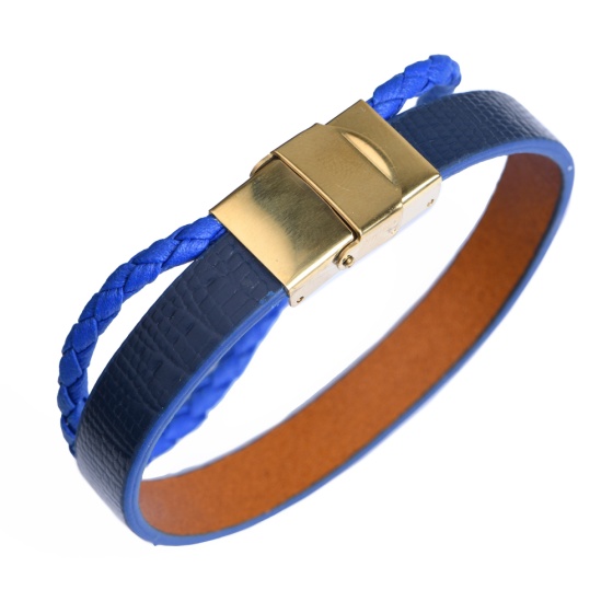 دستبند چرم 67 سورمه ای لیزارد