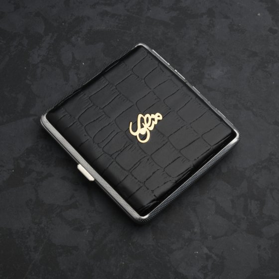 جعبه سیگار چرم و طلا منصور