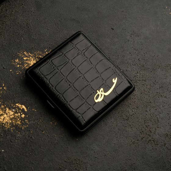 جعبه سیگار طلا چرم اسم عادل