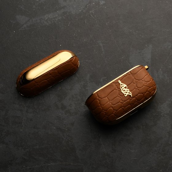 قاب ایرپاد طلا چرم پلاک اسم احمد