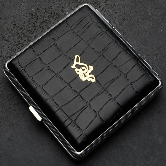 جعبه سیگار طلا چرم اسم آسیه