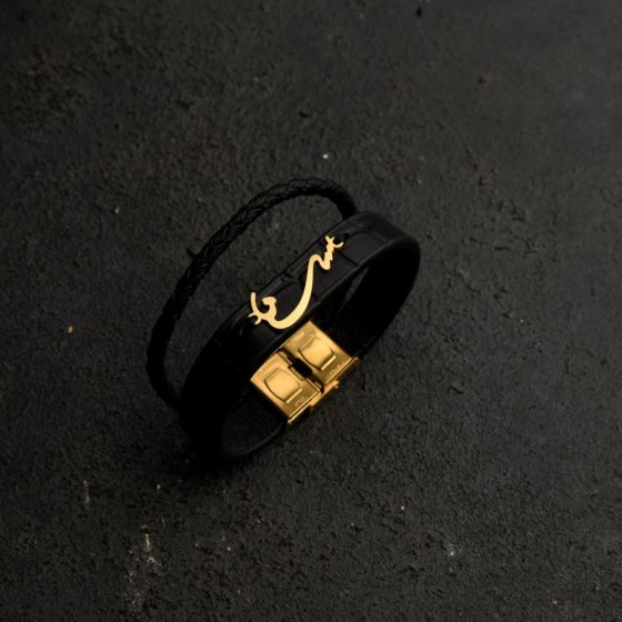 دستبند طلا چرم اسم سنا