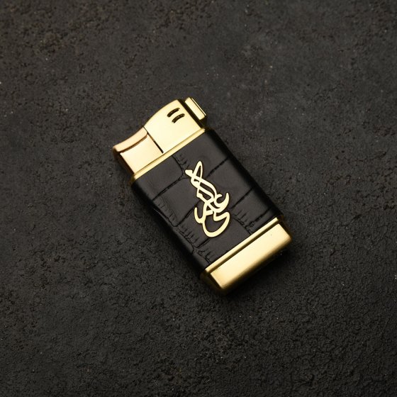 فندک چرم و طلا پلاک علی اکبر