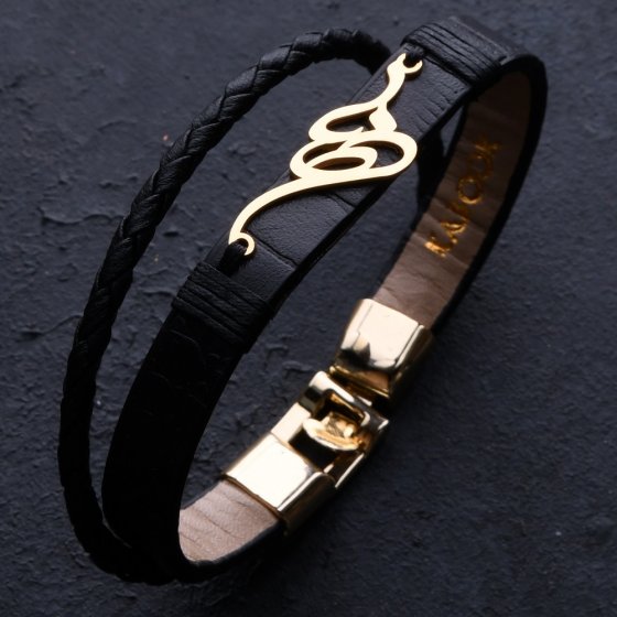 دستبند طلا چرم اسم بهار