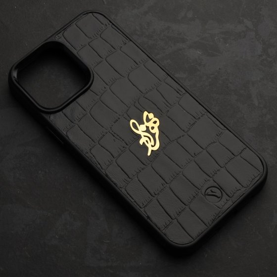 قاب موبایل طلا چرم اسم بهزاد