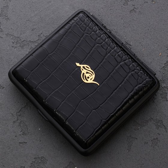 جعبه سیگار طلا چرم اسم الهام