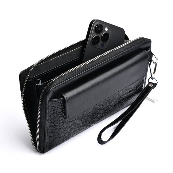 کیف پاسپورتی طرح شاهرخ چرم مشکی کروکودیل