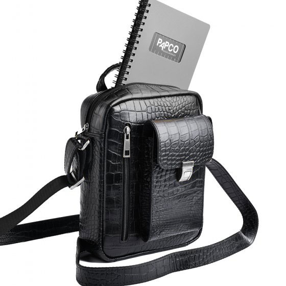کیف کراس بادی مردانه طرح ساتیا چرم کروکودیل مشکی