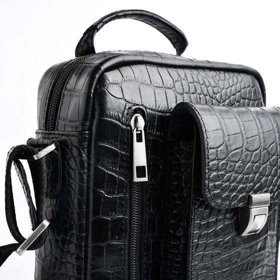کیف کراس بادی مردانه طرح ساتیا چرم کروکودیل مشکی