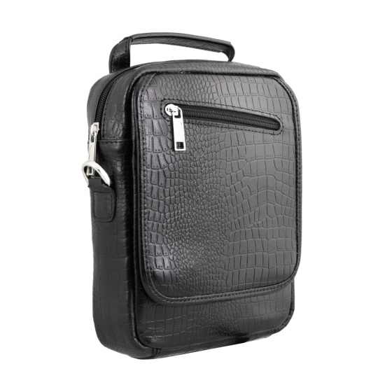 کیف کراس بادی مردانه طرح فارا چرم کروکودیل مشکی