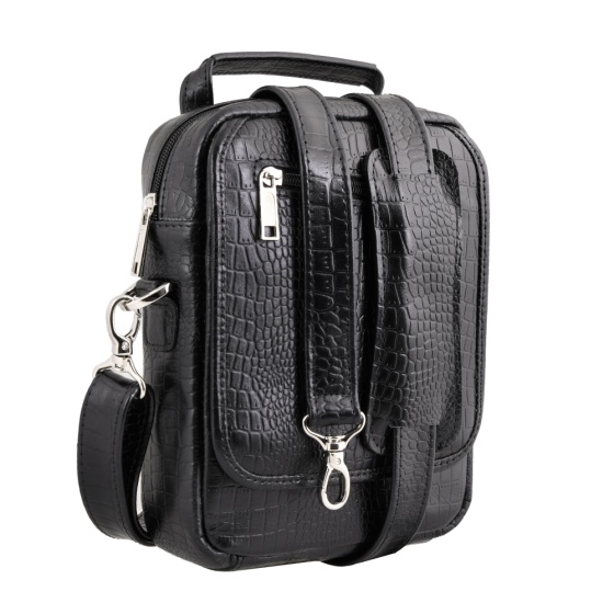 کیف کراس بادی مردانه طرح فارا چرم کروکودیل مشکی