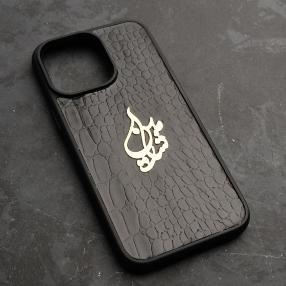 قاب موبایل طلا چرم اسم شارمین