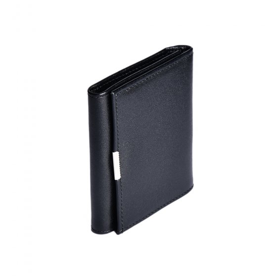 کیف جیبی سه لت دکمه دار چرم مشکی ساده