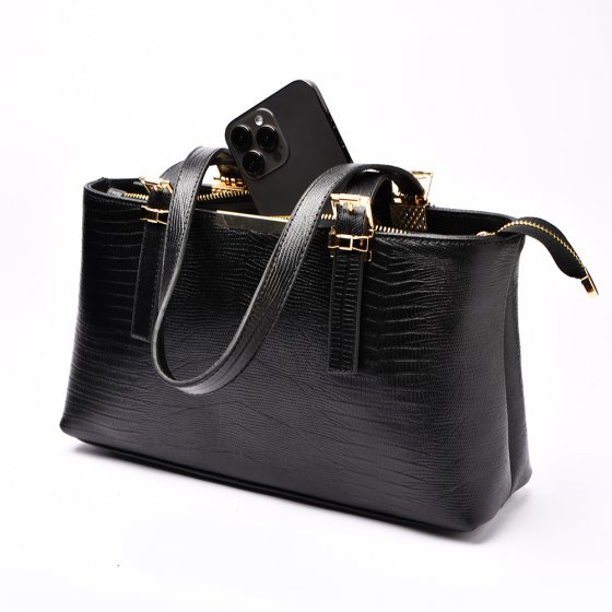 کیف زنانه مجلسی طرح ترنم چرم لیزارد مشکی