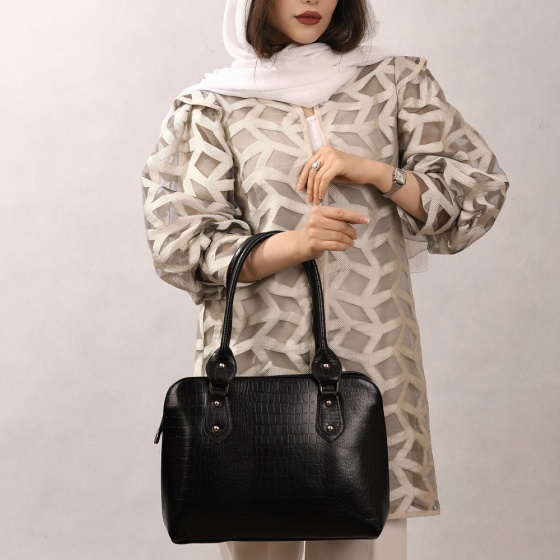 کیف زنانه مجلسی طرح نازنین چرم کروکودیل مشکی