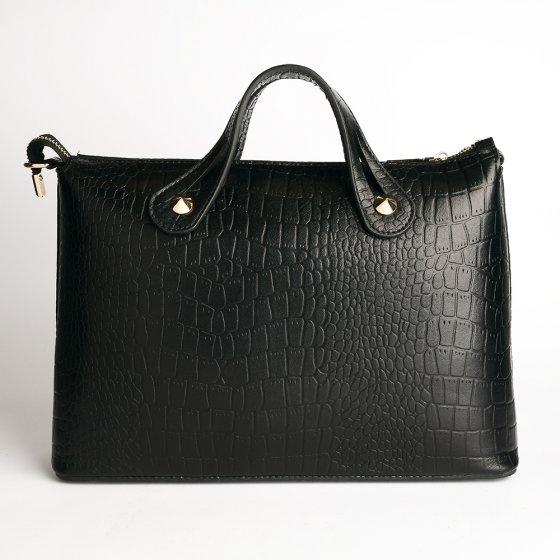 کیف مجلسی زنانه طرح افروز چرم کروکودیل مشکی D4