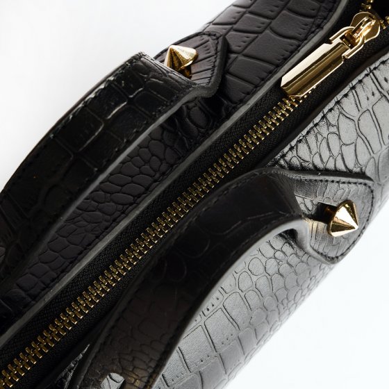 کیف مجلسی زنانه طرح افروز چرم کروکودیل مشکی D4