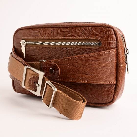 کیف کمری طرح داریوش چرم لیزارد عسلی k