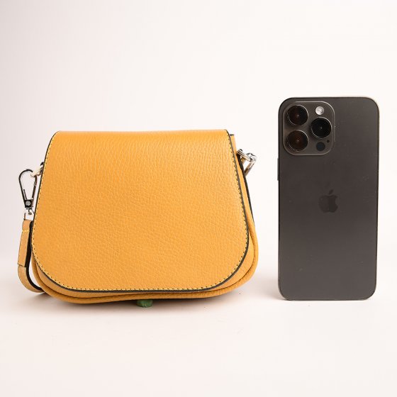 کیف دوشی زنانه طرح رستا متوسط چرم فلوتر زرد