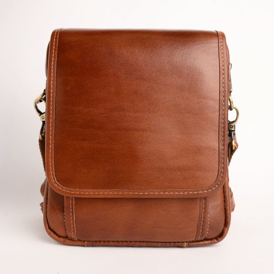 کیف کراس بادی مردانه طرح آرشام چرم ساده عسلی