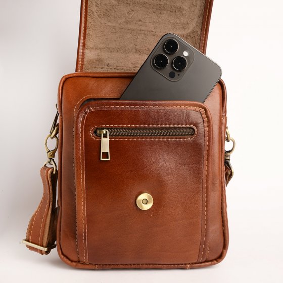 کیف کراس بادی مردانه طرح آرشام چرم ساده عسلی