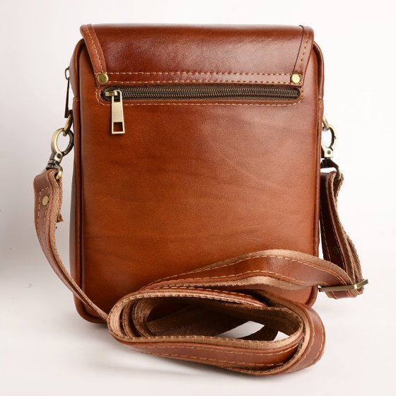 کیف کراس بادی مردانه طرح آرشام چرم ساده عسلی