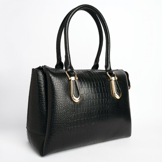 کیف زنانه مجلسی طرح گلوریا چرم کروکودیل مشکی