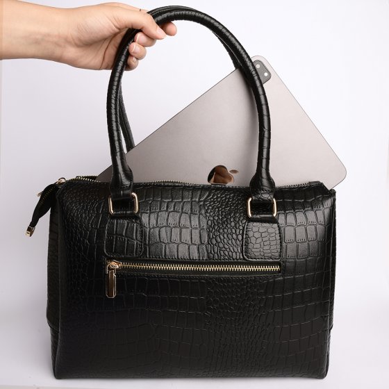 کیف زنانه مجلسی طرح گلوریا چرم کروکودیل مشکی