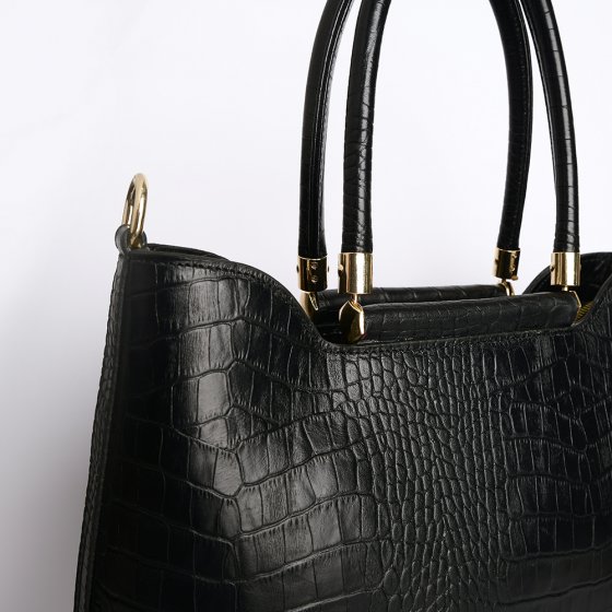 کیف زنانه مجلسی طرح تینوش چرم کروکودیل مشکی