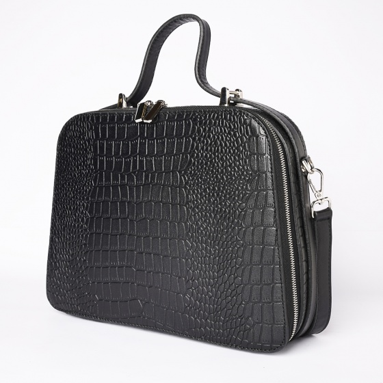 کیف زنانه مجلسی طرح تینا چرم کروکودیل مشکی