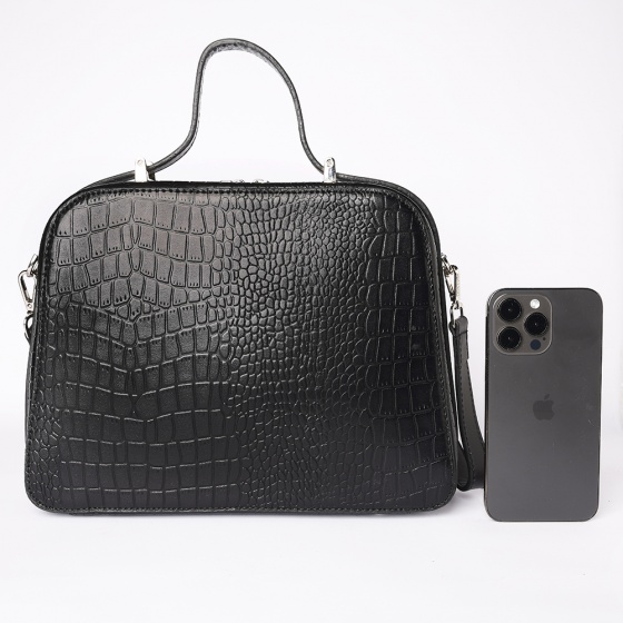 کیف زنانه مجلسی طرح تینا چرم کروکودیل مشکی