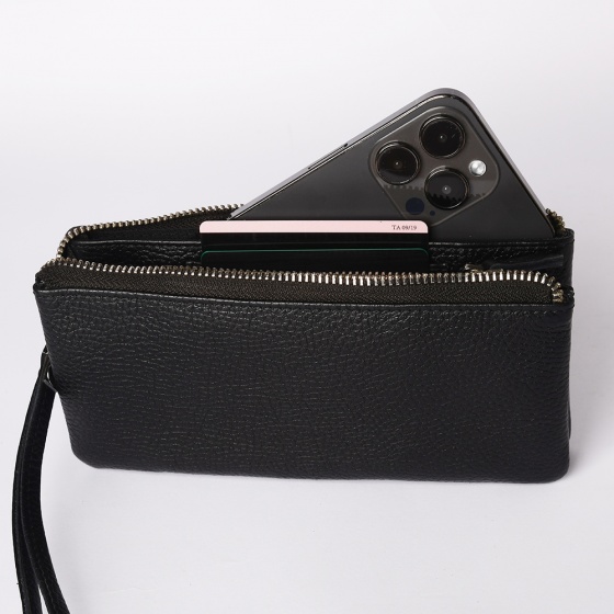 کیف پول زنانه طرح دریا چرم فلوتر مشکی