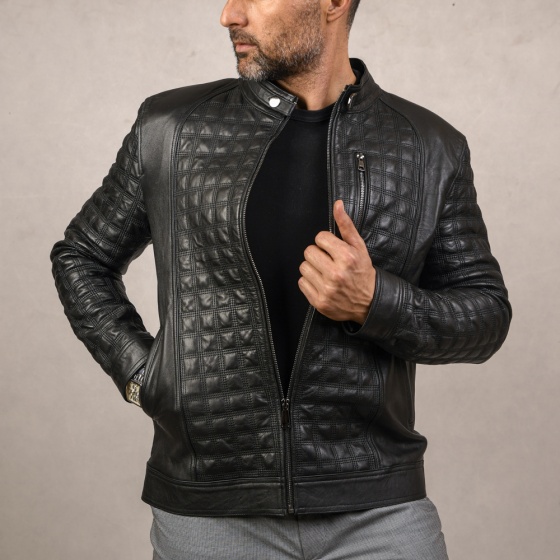 کاپشن چرم مردانه طرح آلبرت مربع