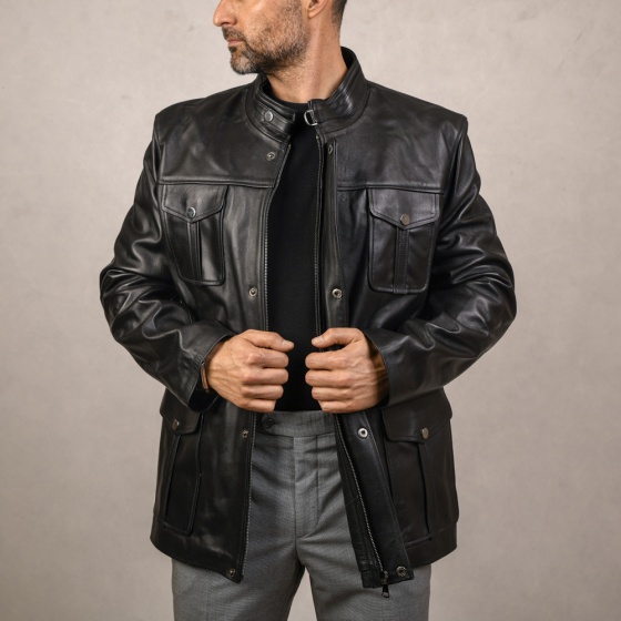 کاپشن چرم مردانه طرح بازل