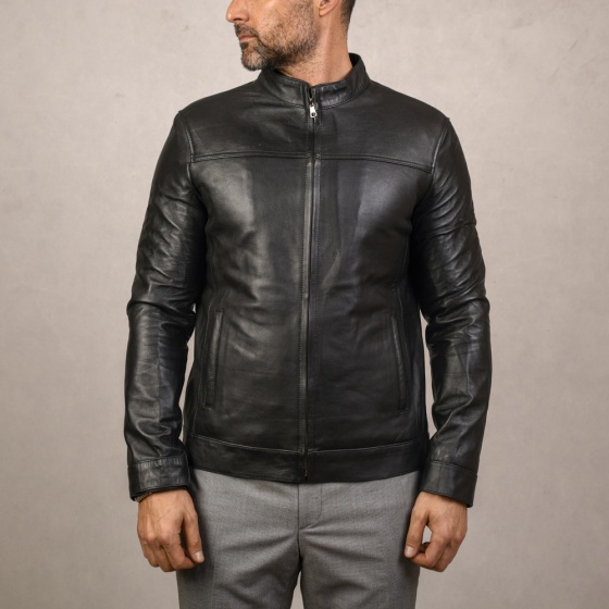 کاپشن چرم مردانه مدل کینگ مشکی