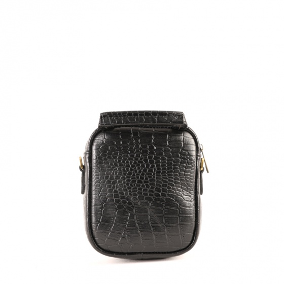 کیف دوشی مردانه طرح نگین کوچک چرم کروکودیل مشکی